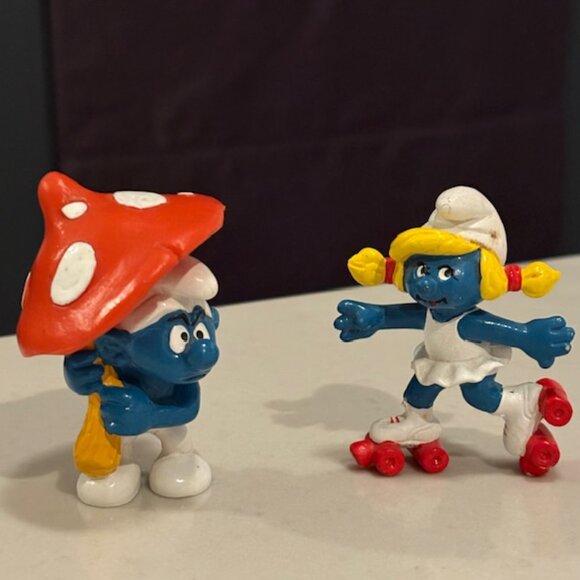 *Rare Vintage Schleich Smurf Mushroom Cottage House & Figurines - Picture 5 of 10